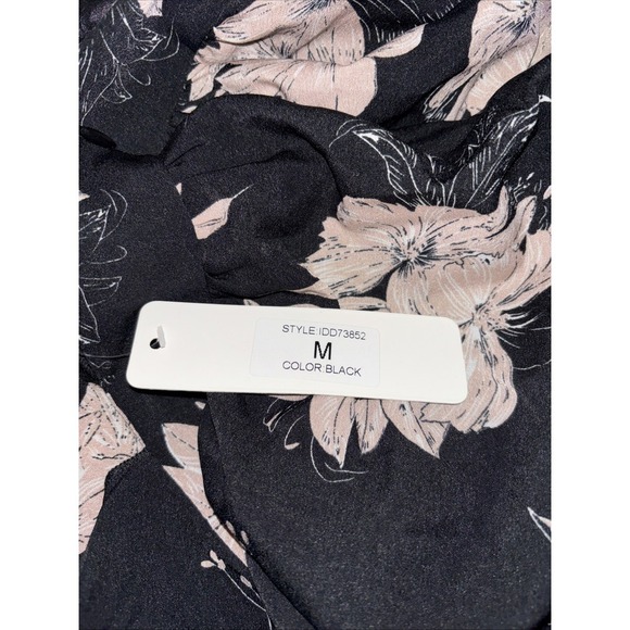 Ina Semi Formal  Backless Strappy Sleeve Black Floral Dress A line Size Medium - Picture 5 of 5